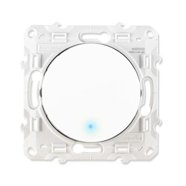 Interrupteur poussoir lumineux Schneider Odace à encastrer - LED bleue - blanc - 10A 250V