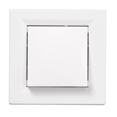 Interrupteur poussoir Schneider Asfora complet - à encastrer - blanc brillant - 6 A - 230 V