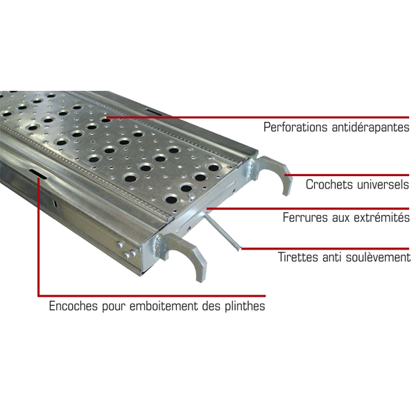 Plancher pour échafaudage en acier galvanisé - FC3000 Altrad - Largeur 30,0 CM - Longueur 3,00 M