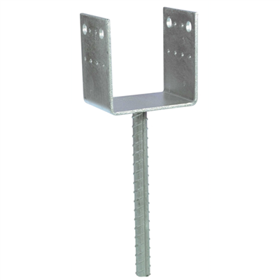 Pied de poteau en U à sceller largeur 120 mm