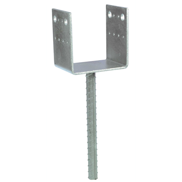 Pied de poteau en U à sceller largeur 120 mm