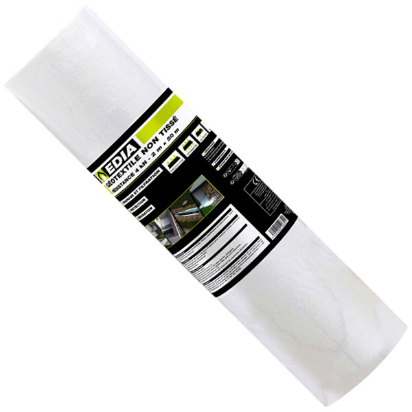 Géotextile non-tissé imputrescible pour aménagement extérieur - Résistance 4 kN - Edia - 2 m x 50 m