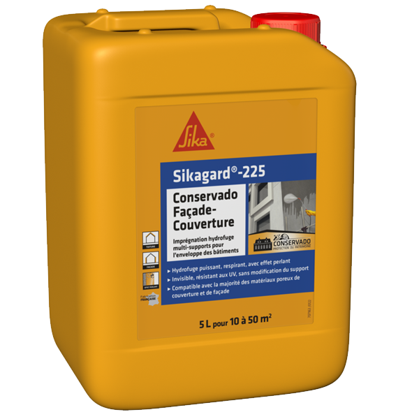 Imperméabilisant hydrofuge concentré incolore - Sikagard 225 Conservado Façade-Toiture - bidon de 5L