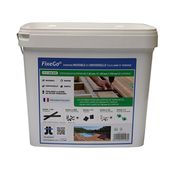 Fixation invisible FIXEGO Spax pour lames de terrasses ép > 25 mm - Kit pour 4 m² de terrasse