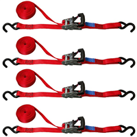 Sangle d'arrimage avec tendeur à cliquet et crochet en S - TMU 500 kg - longueur 5 mètres - largeur 25 mm - lot de 4