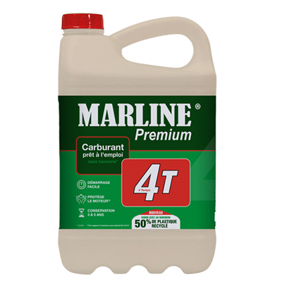 Carburant prêt à l'emploi pour moteurs 4 temps - Marline Premium 4T - Essence Alkylate - Bidon de 5 litres