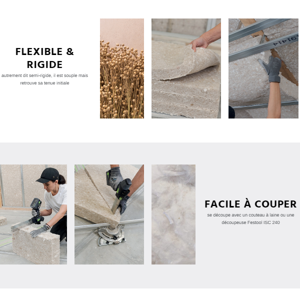 Isolant intérieur biosourcé ThermaSoft Natura en fibre végétale - R=1,15 m².K/W - 1,25 M x 0,60 M ép. 45,00 MM