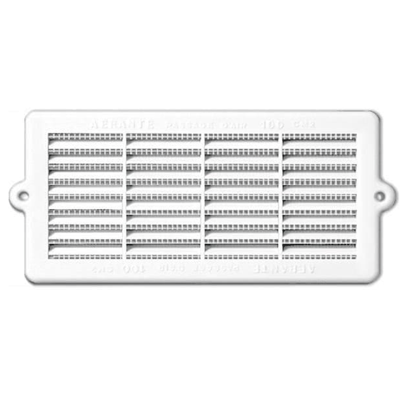 Grille de ventilation rectangulaire spéciale menuiserie + moustiquaire - 221 x 102 mm - Blanc