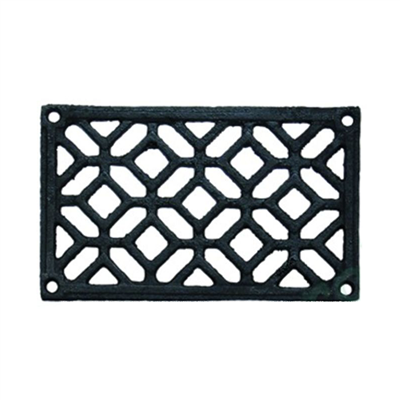 Grille d'aération en fonte noire - Autogyre - Pose en applique - Format rectangle 160 x 100 mm
