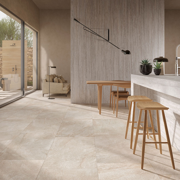 Carrelage sol intérieur antidérapant effet pierre en grès cérame rectifié - Geostone GRIP - 30,0 CM x 60,0 CM - ép. 9,00 MM - Perla