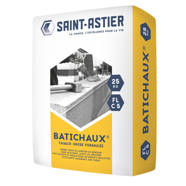 Chaux grise à maçonner Batichaux FL C5 - Saint Astier - sac de 25,0 KG
