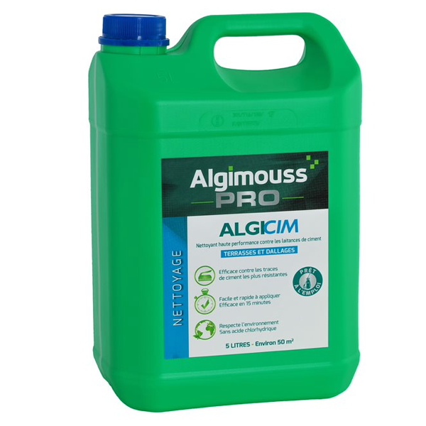 Nettoyant voiles de ciment terrasses et dallages - Algicim - bidon de 5 litres Algimouss 006002