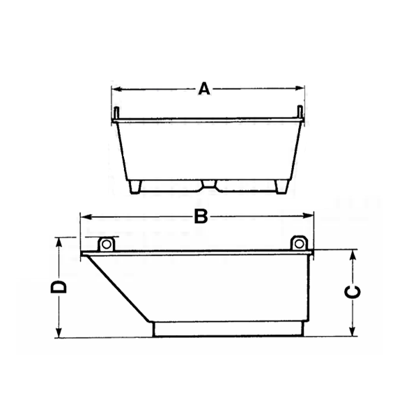 Bac à béton capacité 500 litres hauteur 54 cm longueur 144 cm largeur 115 cm