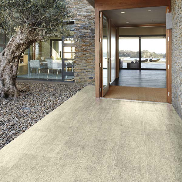 Carrelage sol extérieur effet pierre KALÉIDO GRIP - Beige - 60 CM x 30 CM - Ép.9 MM