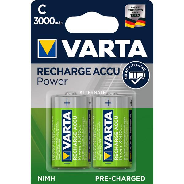 Piles rechargeables accus Varta LR14 3000 mAh - Blister de 2 piles