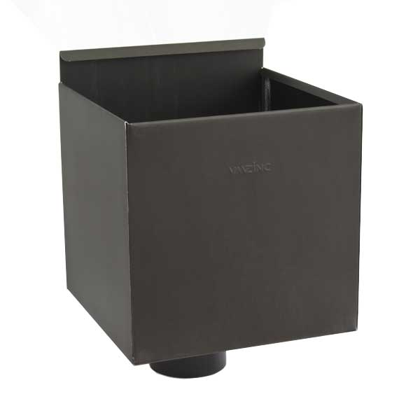 Boîte à eau zinc carrée pour raccordement pluvial - 220 x 220 x 220 mm - Ø 80,0 MM - Anthra-zinc