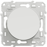 Interrupteur poussoir Schneider Odace à encastrer - avec support de fixation à visser - blanc - 10A 250V