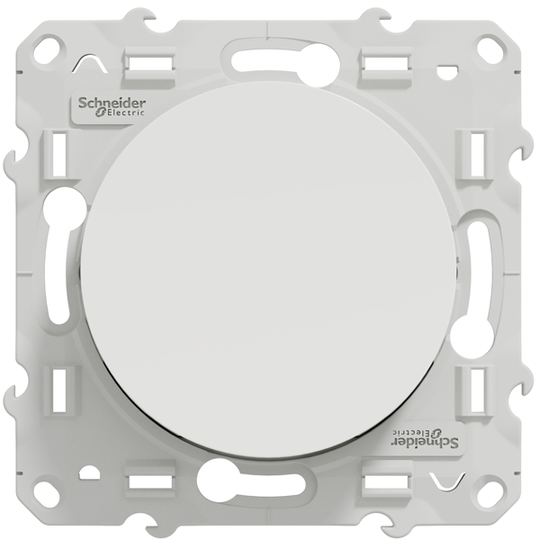 Interrupteur poussoir Schneider Odace à encastrer - avec support de fixation à visser - blanc - 10A 250V