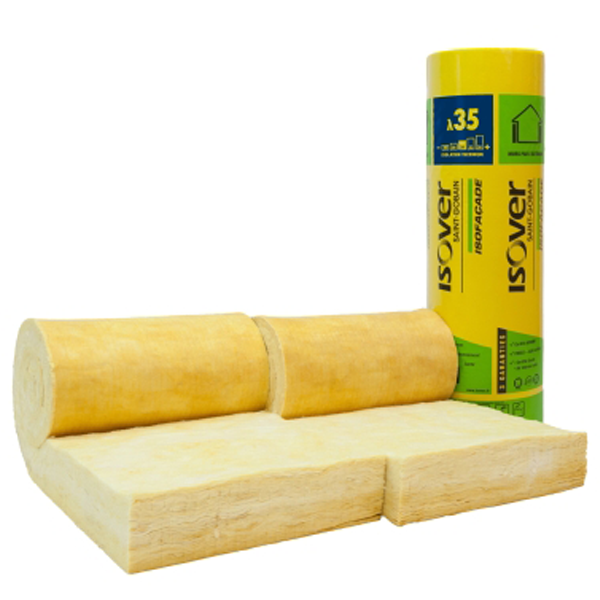 Rouleau de laine de verre pour bardage - Isofacade 35R Isover - 0,6 M x 7,3 M - ép.75 MM - R.2,1 m².K/W