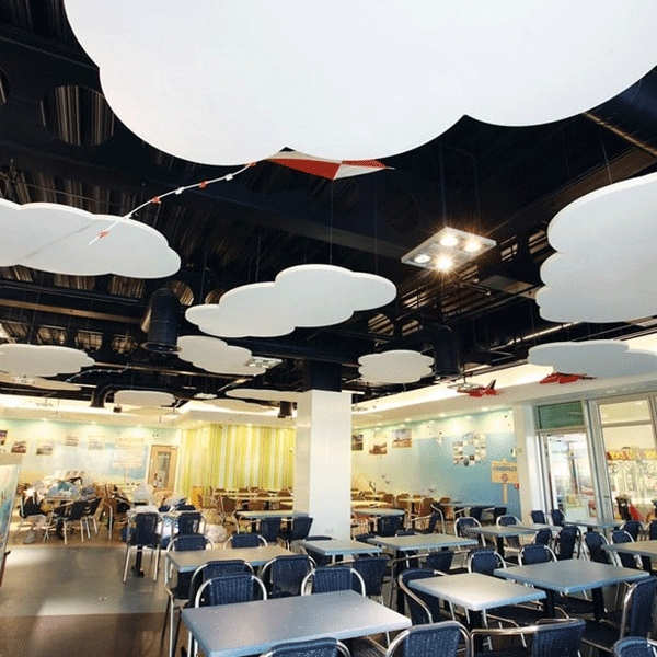 Dalle plafond acoustique forme nuage à suspendre - Ecophon Solo Cloud - Blanc - 1200 x 553 mm - ép. 40 mm - lot de 2