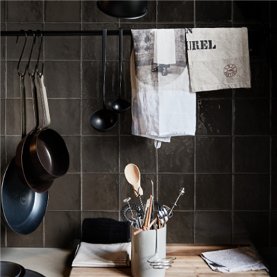 Faïence brillante effet Zellige - Mélange Ragno - 10,0 CM x 10,0 CM - ép. 10,00 MM - Nero