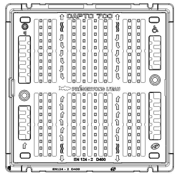 GRILLE PMR PLATE 70X70 PR BOITE OL 60 JOINTS PE