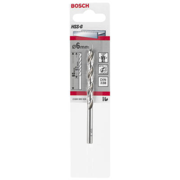 Foret à métaux rectifié Bosch HSS-G DIN 338 6 mm longueur 