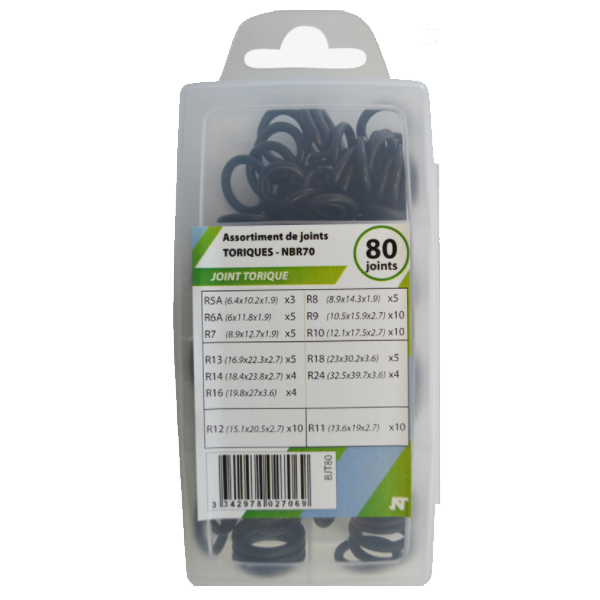 Coffret 80 joints toriques n°5A à n°24 pour robinetterie - Nitrile noir - Noyon & Thiebault