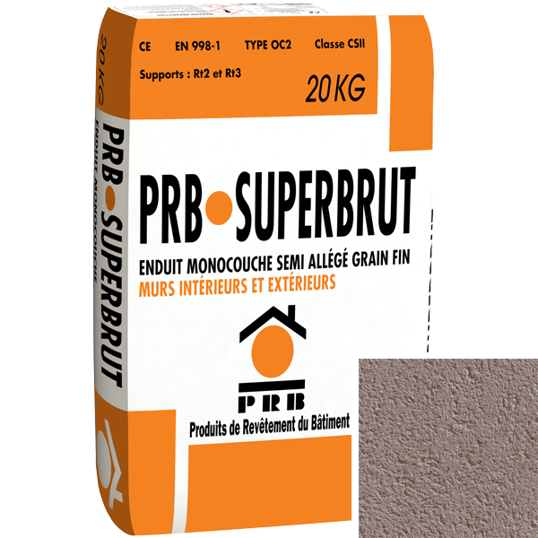 Enduit monocouche semi-allégé à grain fin PRB Superbrut type OC2 - Coimbra - sac de 20 kg