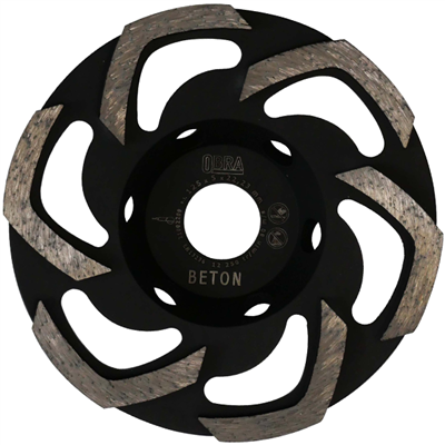 Plateau diamant pour ponçage à sec béton Ø 125 mm - Obra - 6 segments de 5 mm - Alésage 22,23 mm