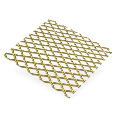 Grille métal déployé Alu anodisé couleur Or - mailles 10 x 5.5 mm - 500 x 250 mm - épaisseur 0.8 mm