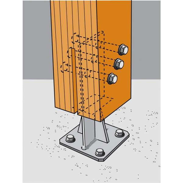 Pied de poteau en âme avec platine PPSDT hauteur 234 mm