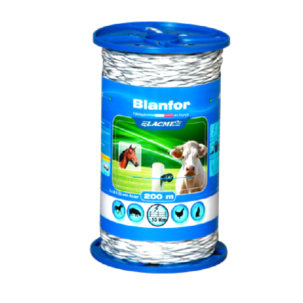 Fil conducteur Lacmé Blanfor 2 brins rouleau de 200 mètres
