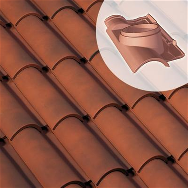 Tuile à douille en terre cuite - Galléane 12 - diamètre 150 mm - Rouge vieilli