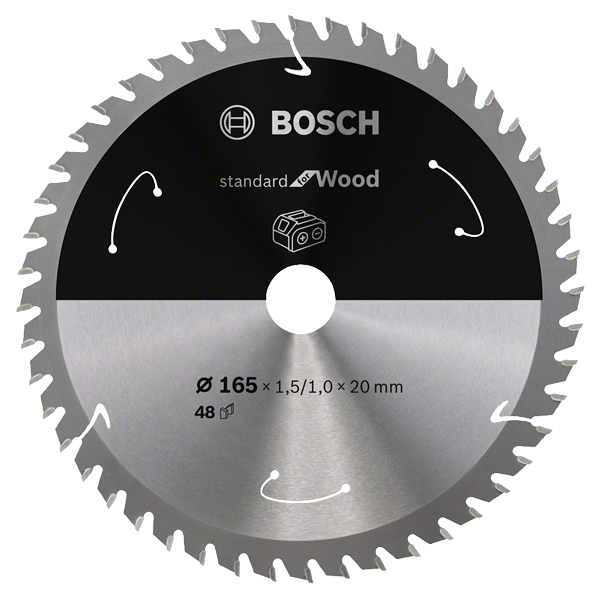 Lame scie circulaire bois Standard Wood Bosch Ø165mm 20x1,5 mm 48 dents