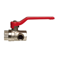 Vanne à boisseau double femelle laiton sphérique avec purge - 20 x 27 mm - Manette rouge