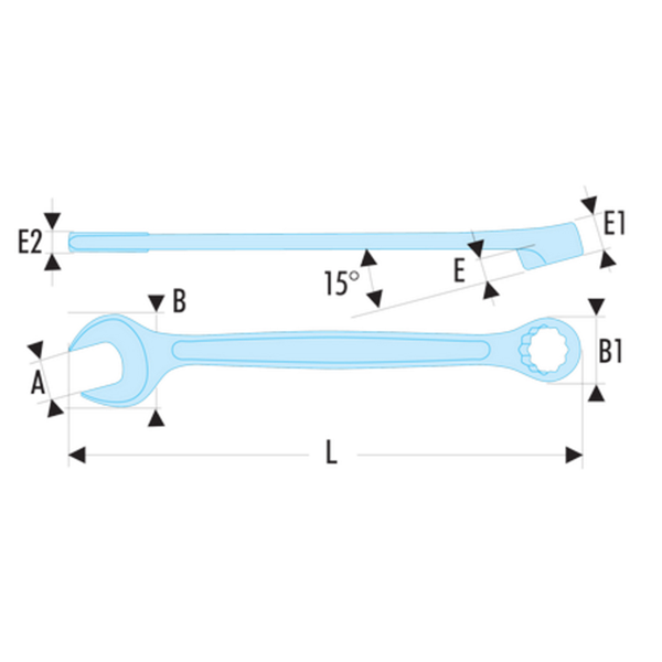 Clé mixte Facom 44019 OGV métriques 19 mm longueur 216 mm