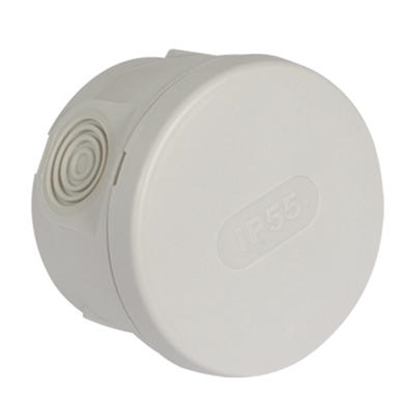 Boite de dérivation étanche ronde IP55 - Ø 85 x 50 mm - 4 entrées - Polypropylène - Gris