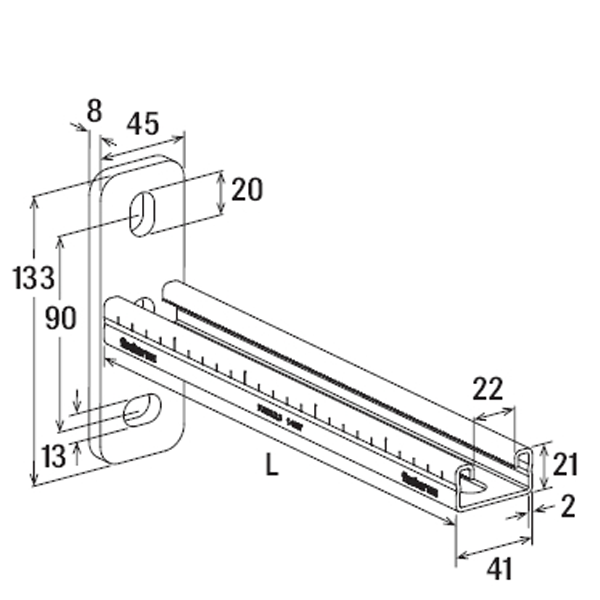 Console FCA Fischer - pour installation de tuyauteries - 41 x 21 x 300 mm