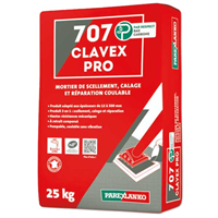 Mortier coulable pour scellement calage et réparation du béton - retrait compensé - 707 Clavex Pro Parexlanko - sac de 25 kg