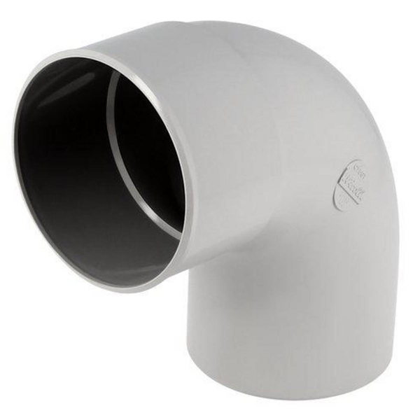 Coude mâle/femelle Nicoll pour tube de descente - Angle 87°30 - Diamètre 100 mm - Techtan Gris