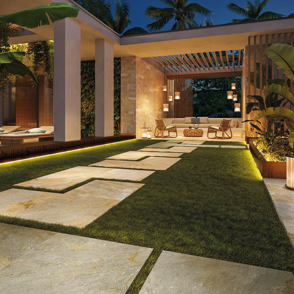 Carrelage extérieur antidérapant effet pierre de Bali - Zéphyr - 30,0 CM x 60,0 CM - ép. 9,00 MM - Gold