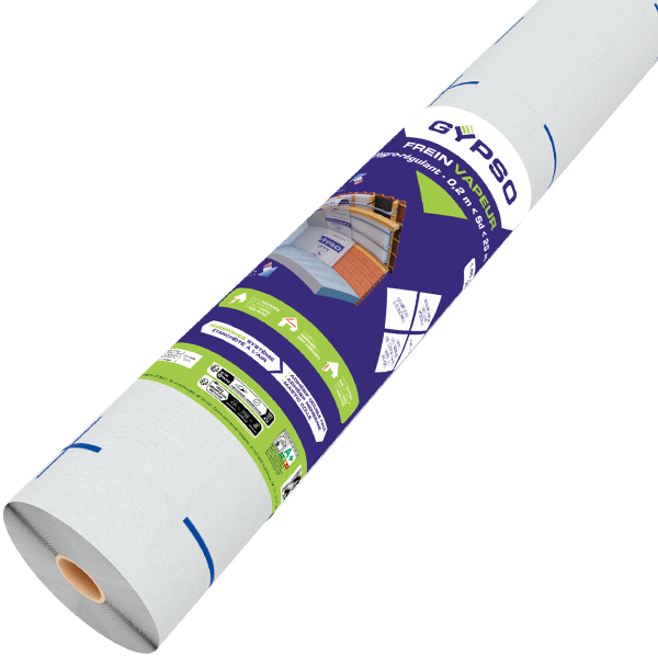 Frein vapeur hygrovariable Gypso pour murs ossature bois et rampants de toiture - Rouleau de 1,50 x 50 m