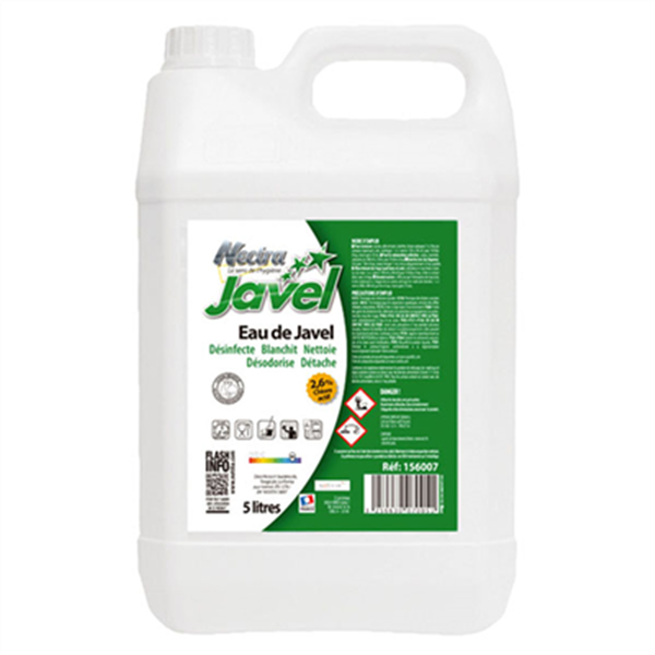 Eau de javel 2,6% chlore actif Nectra - Bidon de 5 L