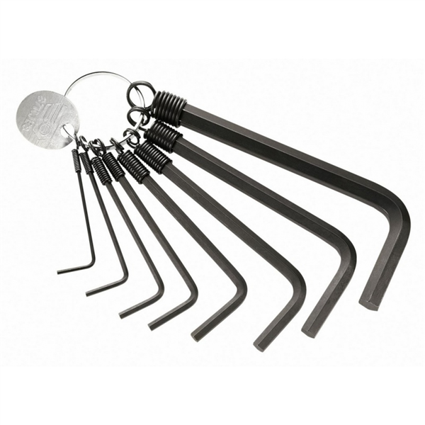 Clés mâles 6 pans courtes sur anneau 8 pièces