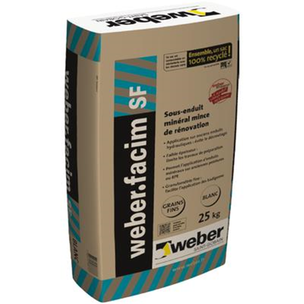 Sous-enduit minérale mince de rénovation Weber Facim SF