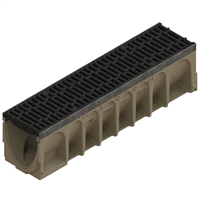 CANIVEAU BETON/POLYESTER 200MM GRILLE FONTE D400 L1M