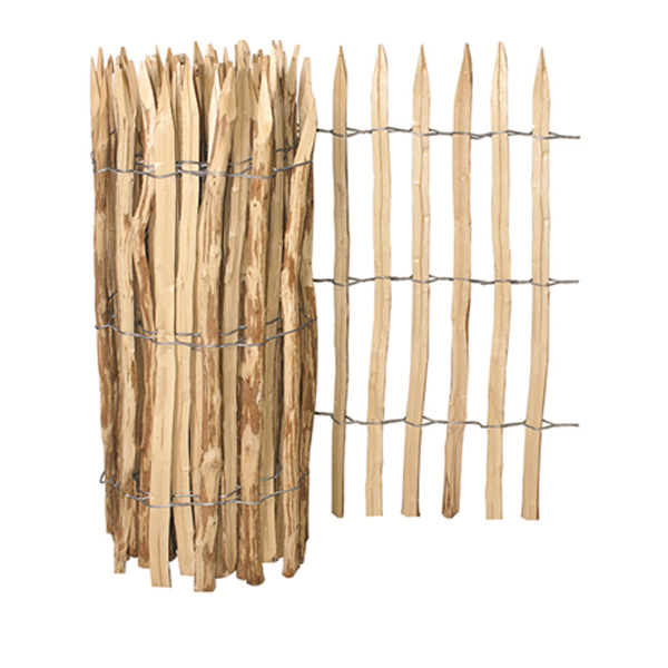 Clôture ganivelle en bois de noisetier - lien en acier galvanisé - rouleau de 5,00 M - hauteur 0,90 M