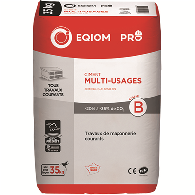 Ciment Multi-usages CEMII/B-M (L-S) 32,5 R CP2 CE NF EQIOM Pro - Sac de