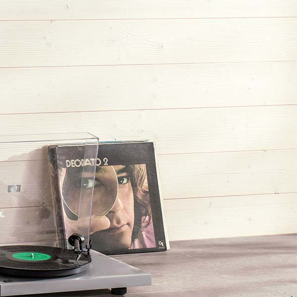 Lambris intérieur en Sapin du Nord brossé ELOS - Blanc coton - 13,60 CM x  L.2.65 M